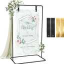 Wedding Sign Holder, 68”x31”x 20” Adjustable Black Welcome Sign Stand with Leather Sign Hanging Straps, Sign Rack,Heavy Duty Easel for Valentines Day, Wedding Seating Chart Stand
