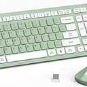 Wireless Keyboard and Mouse Combo, FullSized Wireless Keyboard and Adjustable DPI Mouse, 2.4GHz USB Receiver, Silent Keyboard and Mouse for PC, Windows, MAC, Desktop, Laptop (Avocado Green)