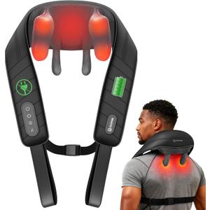 COMFIER Cordless Neck Shoulder Massager with Heat, Shiatsu Back Massager for Pain Deep Tissue, 4D Kneading Massager for Neck Shoulder, Gifts for Mom/Dad