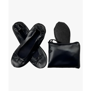 Women's Foldable Ballet Flats, Portable Roll Up Shoes with Zipper Pouch, Comfortable & Non-Slip, Perfect for Weddings, Office, 10 in L