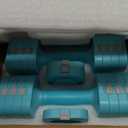 FEIERDUN 5-in-1 Adjustable Dumbbell Set of 2 Hand Weights for Women, 1s-Adjust Dual-Stable Dumbbell Set for Women Home Gym & Outdoor, 10LBS Pair (20LBS Total), C-Mint Blue