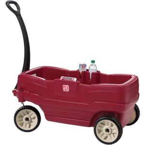 Step2 Neighborhood Wagon, Kids Ride On Toy, Stroller Substitute, Includes Seat Belts, Made of Durable Plastic, Max Weight 75 lbs., For Toddlers 1.5-5 Years Old, Red