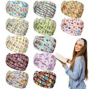 12 Pcs Book Lover Socks for Women Funny Book Print Headbands Reading Bookish Club Gifts for Christmas Librarian Students Teachers Gifts