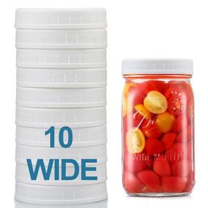AOZITA [10 Pack] WIDE Mouth Mason Jar Lids for Ball, Kerr and More - White Plastic Storage Caps for Mason/Canning Jars - Leak-Proof, Dishwasher Safe & Food Grade