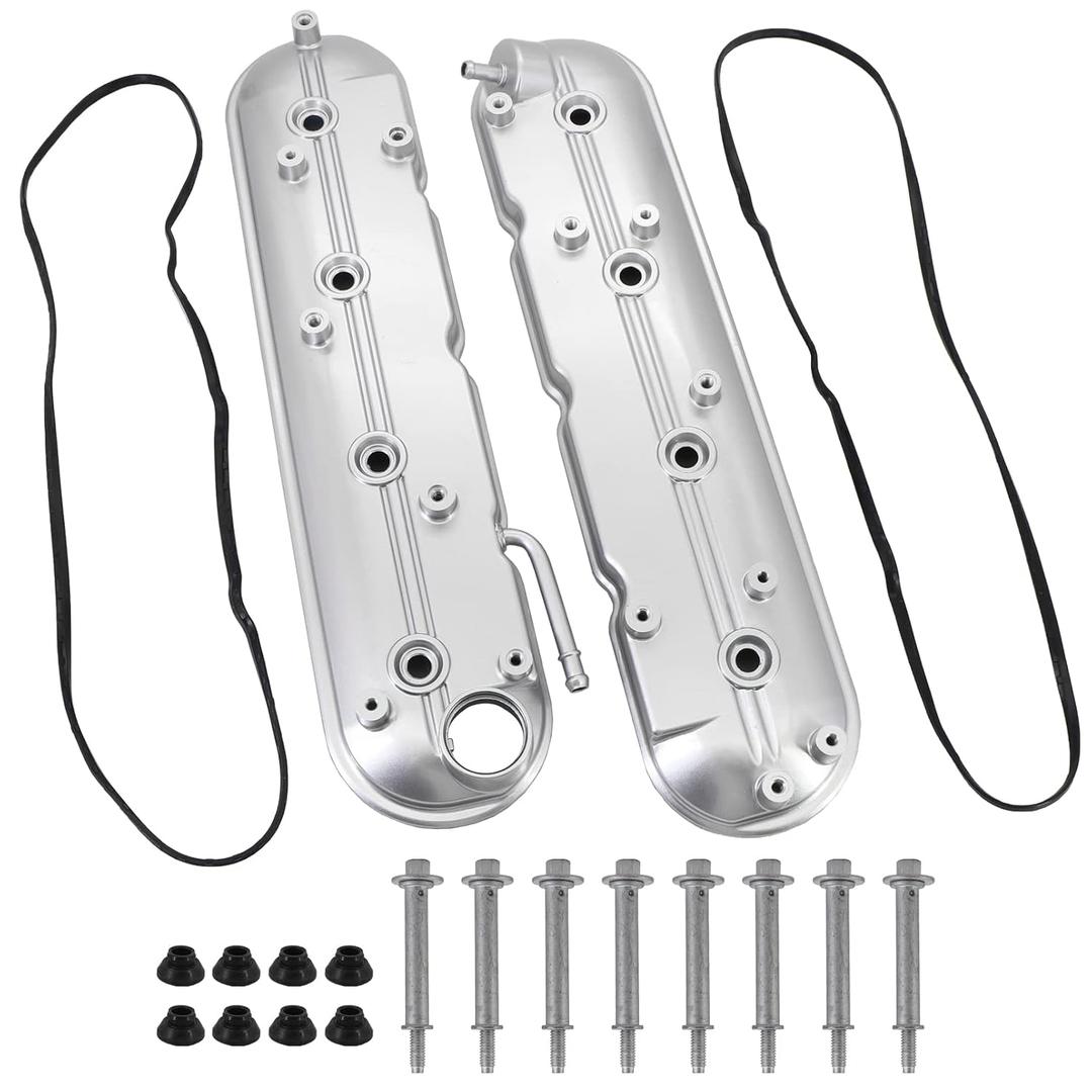 12570427 12582224 Left & Right Engine Valve Covers for 1999-2008 Ca-dillac Escalade, Che-vy Silverado, Suburban, Tahoe, Trailblazer, G.MC Sierra, Yukon Replaces Parts