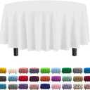 Exquisite Party Solids 6-Pack Premium Plastic Tablecloth 84in. Round Plastic Table Cover - White