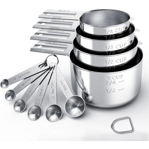 TILUCK Stainless Steel Measuring Cups & Spoons Set, Cups and Spoons,Kitchen Gadgets for Cooking & Baking (10), Medium