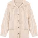 Saodimallsu Womens Cable Knit Cardigan Sweaters Fall Oversized Long Sleeve Button Open Front Knit Sweater Coats (Beige)