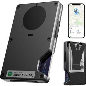 Air Wallet,Minimalist Wallet With Built In Airtag Chip, Rfid Blocking Credit Card Holder,Slim Wallet For Men,Compatible With Apple Find My Ios Only,Detachable Money Clip (Minimalist, Black)