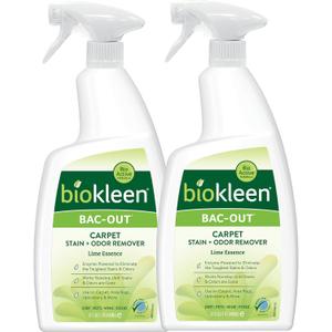 Biokleen Bac-Out Carpet Cleaner Spray, Stain Remover and Odor Eliminator, Use on Area Rugs, Upholstery & More, Removes Dirt, Pets, Wine & Food, Lime Scent, 32 oz, 2 Pack