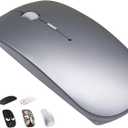 Bluetooth Wireless Mouse for MacBook Air Mac Pro Laptop Computer iPad Pad PC Laser Optical Rechargeable Mini Slim Silent Mouse Widely Used Desktop Hp iMac (Gray) 