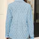 CiCiBird Womens Long Sleeve Button Down Shirts Dressy Casual Lace Blouse Embroidered Tops Spring Summer Fashion Clothes Blue S (S)