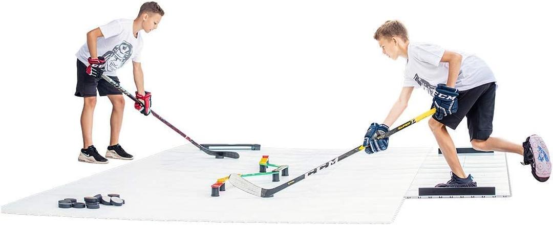 Hockey Revolution My Puzzle Durable Flooring Tiles - Slick Interlocking Training Surface for Stickhandling, Shooting, Passing - Build Your Own Platform (8 Tiles (9.39 sqft)