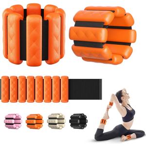 Pilates Wrist and Ankle Weights for Women - Adjustable Weighted Bangles for Men, 2 lbs Weighted Arm Bands Foot Leg Weights for Walking, Yoga, Training, Exercise, Running, Set of 2 (1LB Each)
