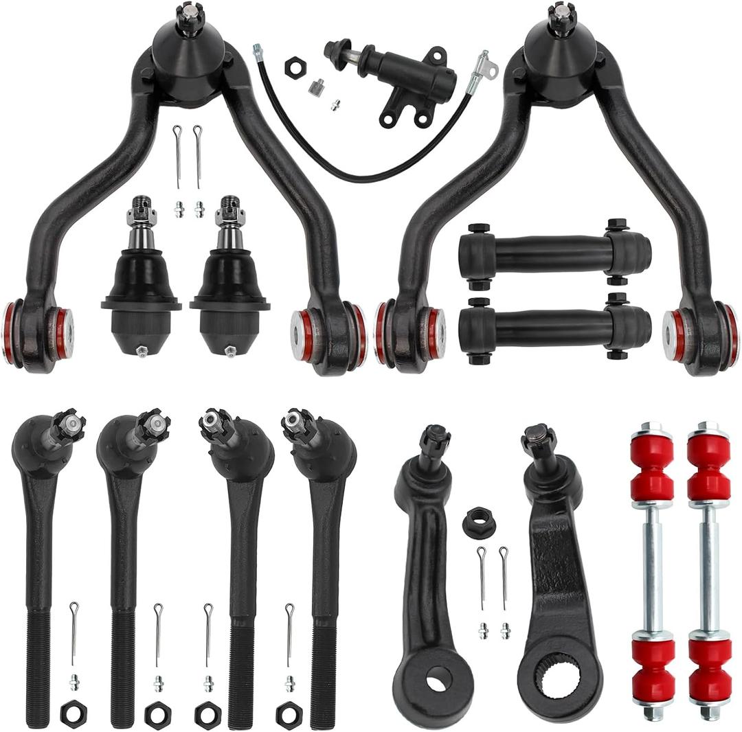 15pc Front End Suspension Kit with Polyurethane for 1995-1999 Chevy GMC K1500 K2500 Tahoe Yukon Cadillac Escalade - 4WD Stamped Steel Lower Control Arms Models