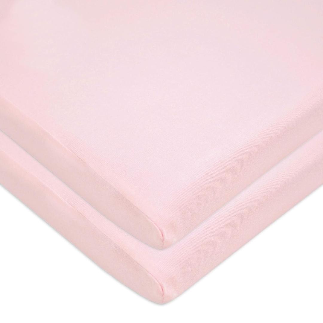 American Baby Company 15" x 33" Fitted Bassinet Sheet, 100% Natural Cotton Jersey Knit, Pink, Soft Breathable, for Girls, Pack of 2