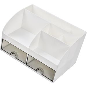 Unomor Office Storage Box Drawer Transparent Desk Organizer for Stationery Pens and Sundries Versatile Container for Home Office and School Use Mountain (White)