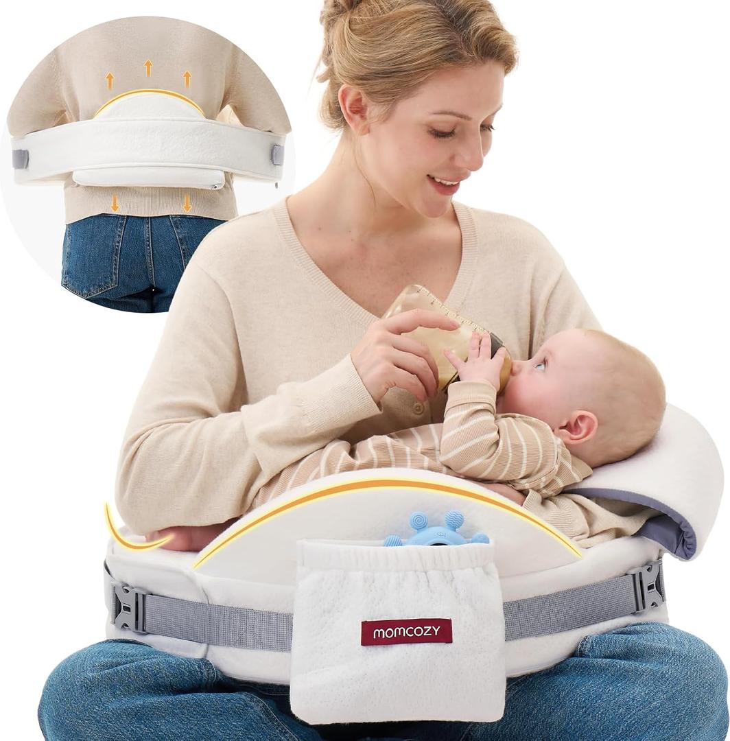 CozyPro Nursing Pillow - All Around Lumbar & Arm Support - Safety Guard, Firm & Springy Memory Foam-Stable, Ergonomic Support, Easier Breastfeeding, Wider Cushion, Adjustable, Removable Cover