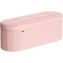 Storage Ottoman Bench Tufted Oval Ottomans for Living Room Foot Rest, Chest Box Velvet Bench with Storage, Pink 43"x15"x15" (Pink)