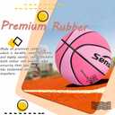 Senston 27.5'' Outdoor Basketball Ball Excellent Elasticity/Grip Rubber Basketballs with Pump, Durable Size 3/5/7 Outdoor/Indoor Basketball, Pink, 27.5''/Size 5