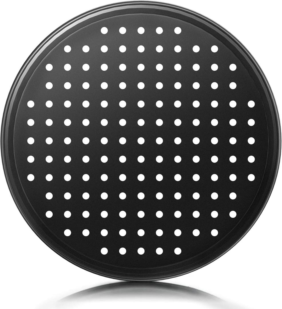 12 Inch Pizza Pan with Holes, Nonstick Pizza Tray for Oven, Round Perforated Carbon Steel Pizza Baking Pans Pizza Bakeware for Home Restaurant Kitchen Baking