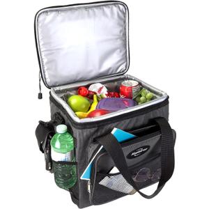 Koolatron Electric Portable Cooler Plug in 12V Car Cooler Bag, 14 qt (13 L) Black/Gray Soft-Sided Portable Car Fridge w/DC Power Cord, Adjustable Shoulder Strap, Cord Storage, Road Trip.