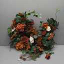 Ling's Moment Fall Wedding Welcome Sign Floral Swag 17.5" Tall Standing Artificial Flowers Backdrop Garland Terracotta Orange Ceremony Reception Easel Home Arch Entryway Decorations NOT Include Sign