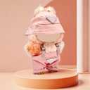2 x Clothes for 6.7in Plush Doll(NO Doll), Hat & Overalls Set with Triangular Badge, Handcrafted 2-Piece Clothes Set, Fashion Cute Outfit for Dolls Accessories(Pink)