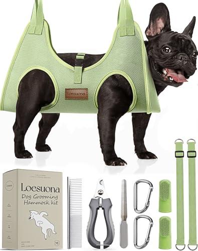 Loesuona Dog Grooming Hammock – for Dogs Cat Grooming Hammock,Dog Sling for Nail Trimming with Dog Nail Clippers for Small Dogs,Dog Hammock for Nail Trim,Dog Hanging Harness for Nail Trimming, Size M