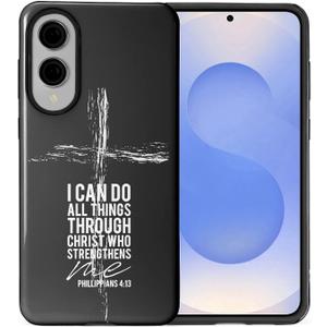 Compatible with Samsung Galaxy S25 Edge Case,Glossy 2-in-1 Sleek All-Inclusive Dual-Layer Material Soft TPU + PC Back for Religious Bible Christian Cross
