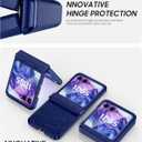 Vizvera for Motorola Razr+(Plus) 2025 Case with Hinge Cover,Built-in Screen Protector Shockproof All-Inclusive Smartphone Cover Wireless Charging for Motorola Razr+(Plus) 2025 (Blue)