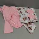 Summffie Newborn Baby Girl Easter Outfit Infant Short Sleeve Bunny Romper Pants Set Headband Cute First Easter Clothes 3-6 M