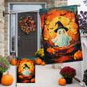 FLAGWIX Halloween Decorations Outdoor Flag - Boo Flags for Outside 11.5"x17.5" - Outdoor Halloween Ghost decorationsfor for Yard Garden Porch, Holiday Gifts for Women Men (Flame  Haunted Glow)