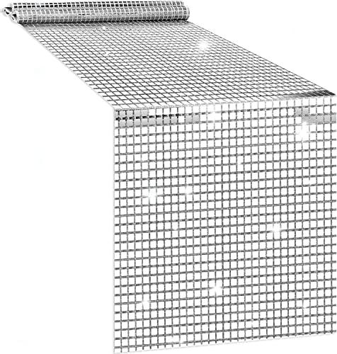 12 x 72 Inches Glitter Disco Table Runner - Retro 70s 80s Theme Decor - Silver Sequin - Bachelorette & Wedding Party Supplies