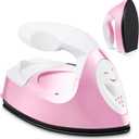 Honoson Mini Craft Iron Mini Heat Press Small Iron 3.93 x 2.36 x 2.76 in Portable Handy Tiny Flatiron with Charging Base Accessory for Fuse Bead Patch DIY Heat Transfer Vinyl(Light Pink)