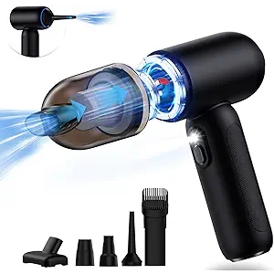 Handheld Car Vacuum Cleaner Cordless, 18000PA High Power Car Vacuum Cleaner & Air Duster/Blower, Portable Vacuum with Magnetic Dust Collection Bin, LED Light, 2 Gear Hand Held Vacuum for PC(Black)