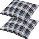 REDCAMP Small Camping Pillow Lightweight and Compressible, 2PCS Flannel Travel Pillow with Removable Pillow Cover (Thicker Blue and Grey 2 Pack)