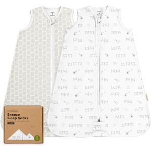 2-Pack Baby Sleep Sacks, Zipper Wearable Blanket - 0.5TOG Organic Cotton, Lightweight, Soft Cozy Infant Sleeping Sack 3-6 months,Easy to Wear Small Newborn Transition Swaddles Sleepsacks (BumbleBear)