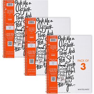 Whitelines Spiral Wire Bound Graph Ruled Notebooks, 3-Pack, Premium 20lb. Gray Paper, 11" x 8.5" 70 Sheets, Makes Your Notes Stand Out and Links Them To The Digital World, Proudly Made in USA
