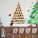 44" Wall Hanging Christmas Tree with Remote LED Lights and 36 Ornaments, Lighted Wood Christmas Tree for Living Room, Bedroom Holiday Wall Decor