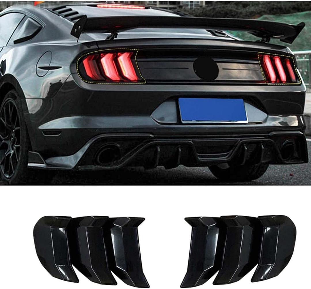 RT-TCZ Tail Light Lamp Cover Guard Trim Frame Bezels Decoration Accessories for Ford Mustang 2018 2019 2020 2021(Black)
