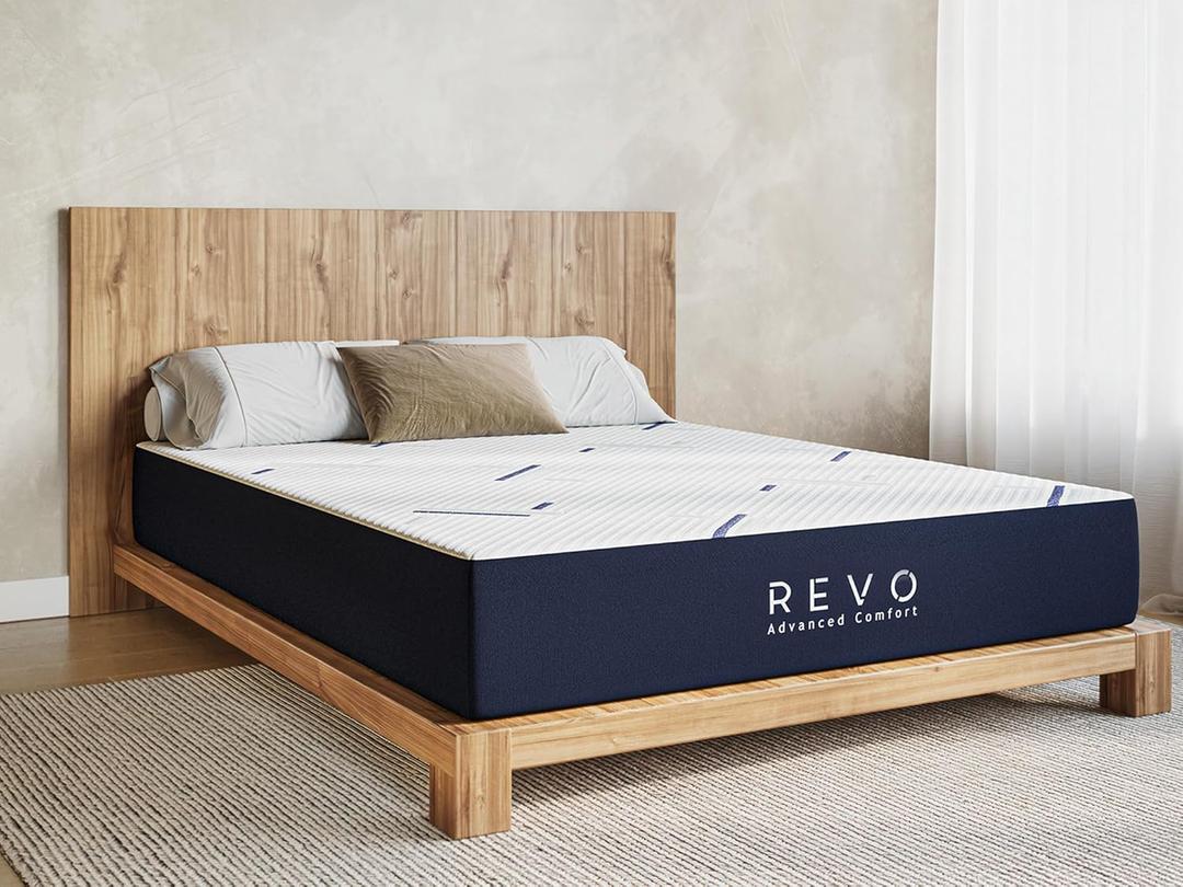 REVO Sleep Gel Memory Foam Mattress, 12-Inch Queen Cooling Mattress with Pressure-Relieving Gel Foam, Contouring Support & Breathable Comfort for Restful Sleep