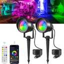 T-SUN Smart Color Changing Landscape Lights, RGBW Spotlights Outdoor with App & Remote, Music Sync, 16M Colors, Timer, Dimmable Waterproof Spot Light for Yard Garden Tree, Set of 2