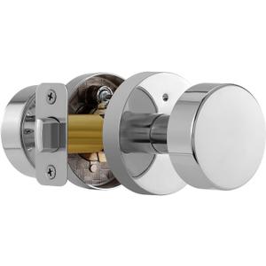 Polished Chrome Door Knobs Interior, Polished Chrome Privacy Door Knob with Lock, Heavy Duty Round Modern Door Handle for Bedroom Bathroom (1 Pack Privacy)