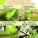 Electric Weed Wacker, 21V Cordless Weed Eater Battery Powered, No String Trimmer with Wheels & Metal Blades, Lightweight Grass Trimmer/Brush Cutter/Lawn Edger, Stringless Weed Trimmer for Yard Garden