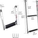 2 Step Boat Ladder Stainless Steel Telescoping 2 Step Pontoon Boat Ladder Folding Ladder Dock Swim Ladder for Marine Boat Yacht