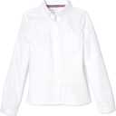French Toast Girls' Fitted Wrinkle-Resistant Long Sleeve Oxford Shirt (White, M)