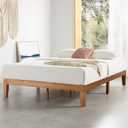 Mellow Naturalista Classic 12 Inch Solid Wood Platform Bed with Wooden Slats, Cal King, Natural Pine