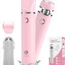 Bikini Trimmer and Shaver Kit for Women - 2-in-1 Wet/Dry Electric Body Hair Trimmer Facial Hair Removal Cordless Waterproof Bikini Shaver Razor for Face Lip Chin Pubic Underarm Legs (Pink)
