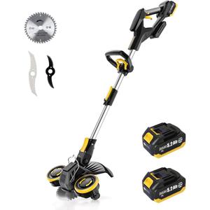 Brushless Cordless Weed Wacker, 4820 Gear Brushless Motor 20V Battery Powered Weed Eater, 3-in-1 Trimmer/Edger/Lawn Mower (Two Batteries Pack)